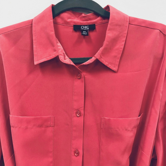 Chic by Jacob Deep Coral Shirt Dress - Picture 4 of 6